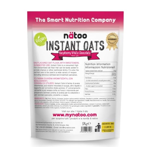 NÄToo Farina Di Avena Aromatizzata, 1 Kg, Ideale Per Pancake Proteici, Instant Oats, Avena Istantanea Gusto Raspberry White Chocolate - 7