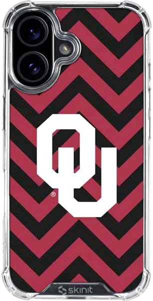 Skinit Clear Phone Case Compatible with iPhone 16 - Officially Licensed University of Oklahoma Sooners Chevron Design