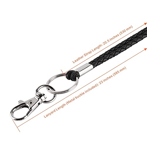 Leather Lanyard, Plenty 2Pcs Handmade 23Inch Strong Office Necklace Lanyard With Clip And Keychain For Keys, Id Badge Holder, Camera, Cell Phone, Ipod Mp3 Mp4, Usb Flash Drive (Black+Brown) #TOP4