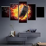 yuanjun Puzzle 5 TLG Kunstdruck Modern Wandbilder Design Tapete Eingerahmt Bilder Drucke Leinwand Wandkunst Wohnkultur Gem?Lde Poster Mehrteilig XXL Nationales Eishockey-Poster