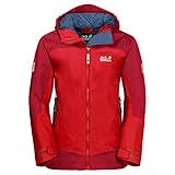 wasserdicht, winddicht Jack Wolfskin Kinder AKKA Jacket Atmungsaktiv Wasserdicht Winddicht Reflektoren Outdoor Wetterschutz, Regenjacke Wetterschutzjacke, Peak red, 164 EU