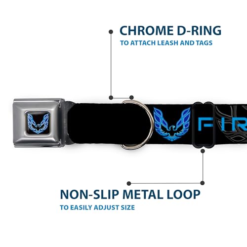 Collier de chien Pontiac Firebird Buckle Down noir et bleu réglable medium