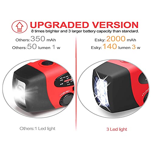 Zonneradio, draagbare AM/FM/NOAA zwengelradio, handslinger, radio, USB, noodradio, dynamo met 2000 mAh oplaadbare batterij, weerradio met led-zaklamp en powerbank voor noodgevallen, outdoor - Image 6