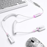 MAMBASNAKE X ATTACK SHARK C08 Kabel Spiralny Klawiatury 2 W 1 Typu C, 8KHz & Szybki Spust, Magnetyczne Światło RGB, Stalowe Złącze Lotnicze, Kabel Danych I Szybkiego Ładowania USB C Do USB A