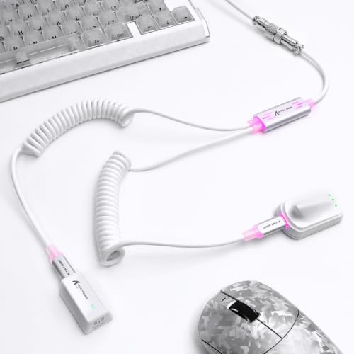 MAMBASNAKE X ATTACK SHARK C08 Kabel Spiralny Klawiatury 2 W 1 Typu C, 8KHz & Szybki Spust, Magnetyczne Światło RGB, Stalowe Złącze Lotnicze, Kabel Danych I Szybkiego Ładowania USB C Do USB A