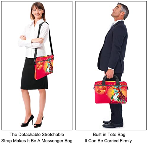 Bolsa de ordenador portátil tradicional con asa de 13.4 a 14.5 pulgadas de transporte del festival del león chino - imagen 7