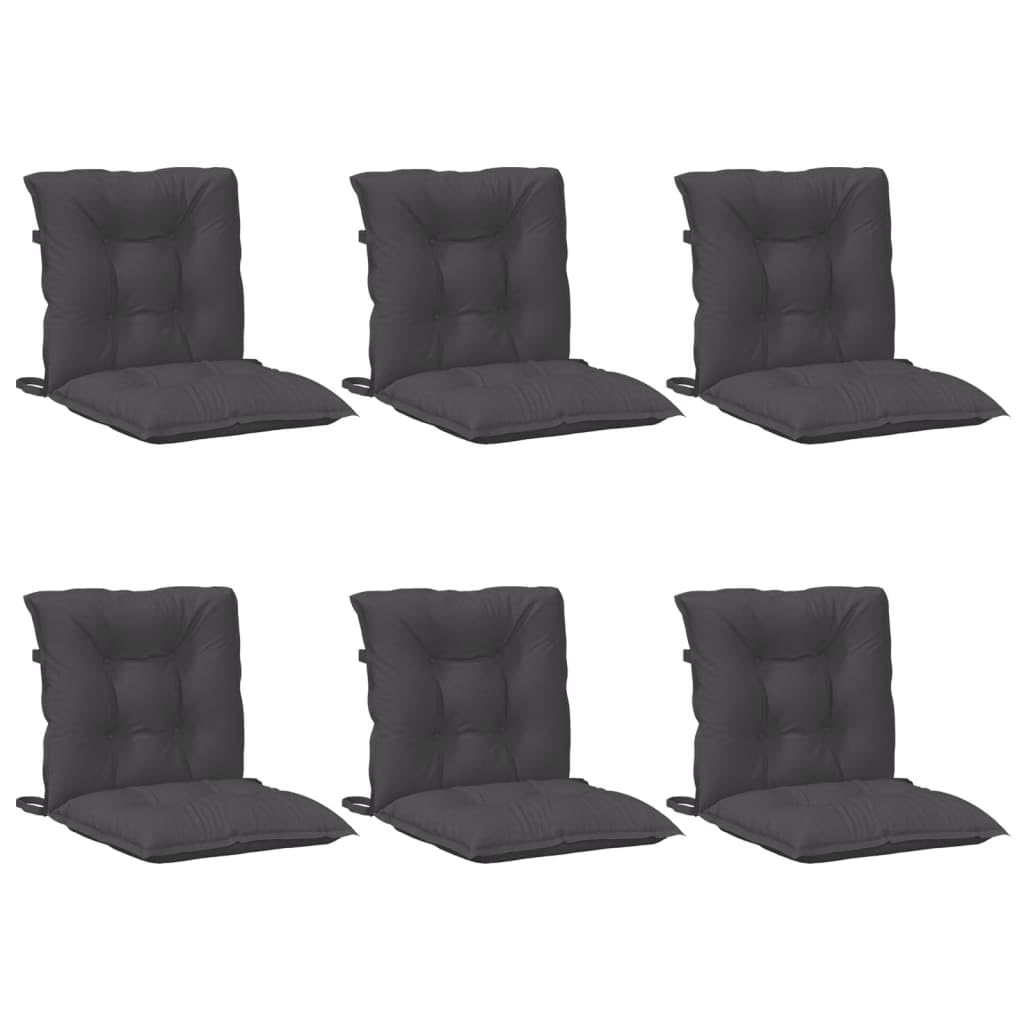 Coussins de chaise à dossier bas par 6 anthracite mélangé pour repas sur la terrasse