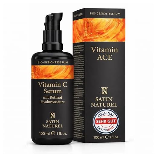 100ml Bio Vitamin C Serum Gesicht extra Vitamin A&E + Hyaluronsäure - Vegan Revitalisierende Anti Aging Gesichtspflege - Aloe Vera Gel Basis statt Wasser - Naturkosmetik Satin Naturel Made in Germany