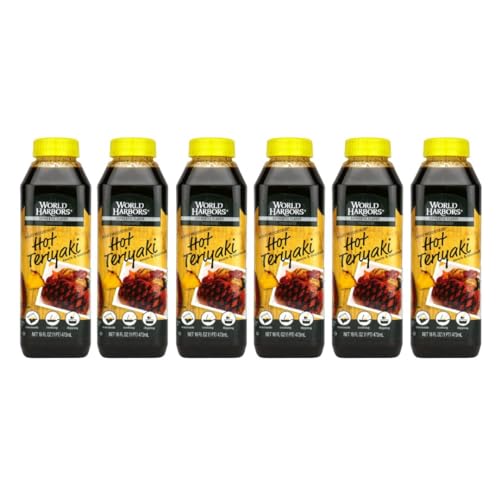 World Harbors Hot Teriyaki Sauce Perfect for Grilling Stir-Fries, Dipping, Marinades for Pork,...