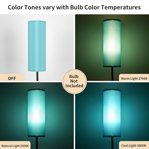 Image of FRIDEKO HOME Floor Lamp with Turquoise Shade, Simple Design with Foot Pedal Switch, Small Tall Lamps for Living Room Bedroom, Corner Floor Stand Light with Black Pole Lamp (No Remote /No Bulb)