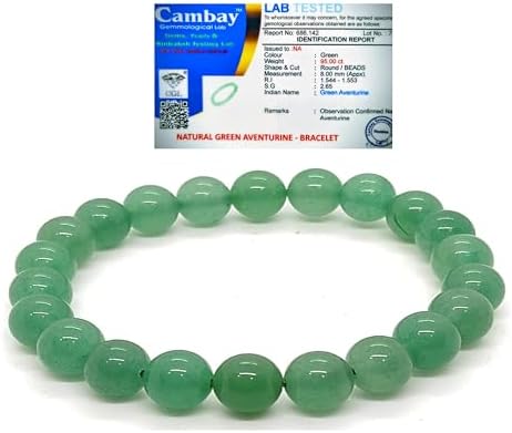 Green Aventurine Bracelet for Men & Women + Lava Bracelet FREE | 8mm Natural Certified Healing Stone Beads | Prosperity, Abundance, Good Luck & Happiness | Heart Chakra