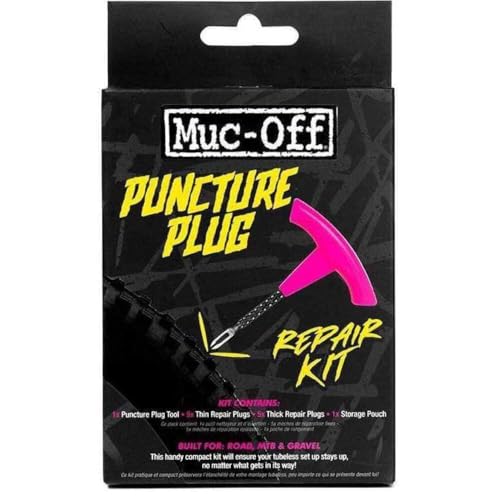 Muc-Off Kit Reparador de Neumáticos de Bicicleta - Kit Reparador Pinchazos de Bicicleta para Ruedas Tubeless - Incluye Herramienta Antipinchazos Punzón y Escariador 2-en-1, 10 Tiras, 1 Bolsa