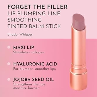 LAWLESS Women's Forget the Filler Lip Plumping Line Smoothing Tinted Balm, Whisper, Pink, 0.09 Ounce