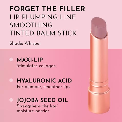 LAWLESS Women's Forget the Filler Lip Plumping Line Smoothing Tinted Balm, Whisper, Pink, 0.09 Ounce