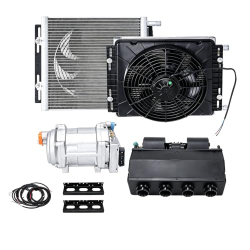 12V Under Dash Air Conditioner 12000 BTU Universal 12 Volt A/C Kit System Electric 12V DC Underdash AC Unit Quiet Fast Cooling for Classica Car Automotive Truck ATV Pickup Tractor