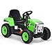 HONEY JOY Ride On Tractor with Trailer, Toddler 3-Gear-Shift Ground Loader, LED Lights, Horn, Music, 12V Battery Powered Electric Toy Tractor with Remote Control (Green)