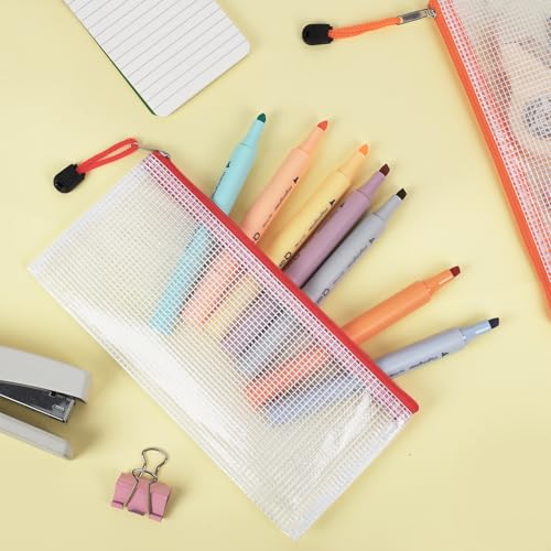 EOOUT Mesh Zipper Pouch 24pcs 9.5x4.5 Inches Small Organizing Bags in 12 Colors for Travel Storage and Office Supplies Storage - Image 2