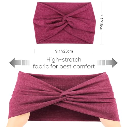 Image of DRESHOW 4 Pack Turban Headbands for Women Wide Vintage Head Wraps Knotted Cute Hair Band Accessories