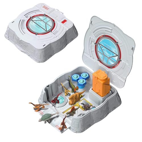 Mattel Jurassic World Conjunto de Laboratorio sensorial Distortus Rex con 8 Minifiguras, Arcilla para modelar y Funciones antiestrés en Estuche Plegable, JKG89