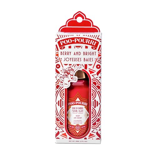 Pourri - Ambientador en aerosol para baño, espray Before-You-Go Poo-Pourri Toilet - Desodorante de baño Berry and Bright y spray de aceite esencial - Artículos de tocador de tamaño de viaje para