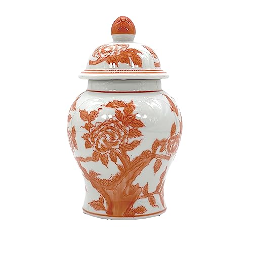 Galt International 8' Ceramic Ginger Jar w/Lid - Classic Chinese Style Porcelain Jar...