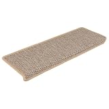 Mangloder Tappetini per gradini, autoadesivi, effetto sisal, 30 pezzi, 65 x 21 x 4 cm, antiscivolo, con protezione antiscivolo e antigraffio, fonoassorbente, per scale in legno, corridoio