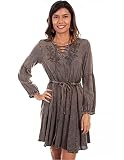 Scully Women's Honey Creek by Acid Wash Bell Sleeve Dress Brown Medium