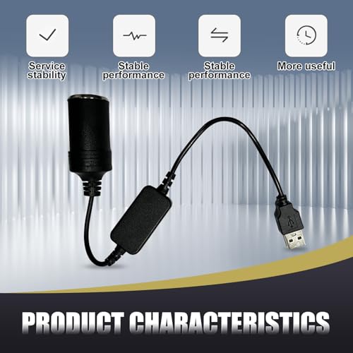leediga 1 PC Car Cigarette Lighter Female Socket, 5V to 12V Driving Recorder GPS Converter Cable with USB Interface, Cigarette Lighter Socket Mobile Power Adapter, Universal for Car Accessory (Black) - Thumbnail 5
