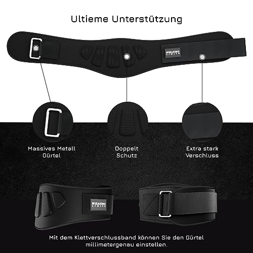 Breaking Limits Gewichthebergürtel Herren & Damen - Fitness Zubehör für Krafttraining & Gewichtheben, Gym Gürtel Crossfit, Deadlift Lifting Belt für Powerlifting & Bodybuilding (M)