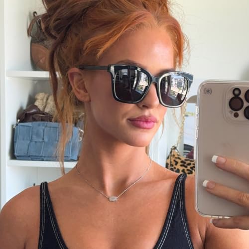 DIFF Bella Designer Oversized Square Sunglasses for Women UV400 Polarized Protection, Black Frame2