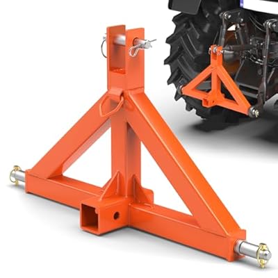 3 Point Trailer Hitch with 2" Receiver Quick Hitch Compatible with Category 1 Tractors, Heavy Duty 3pt Towing Hitch Tractor Drawbar Hitch Adapter for BX, Kubota, John Deere, NorTrac, Kioti(Orange)