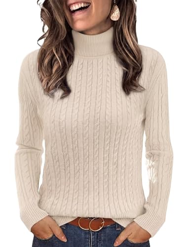 Image of ANFTFH Womens Turtleneck Sweater 2025 Ribbed Knit Top Pullover Sweaters