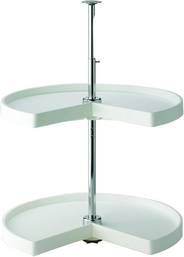 KV Lazy Susan Kidney Shaped 2 Polymer Shelves 24" (Set) White