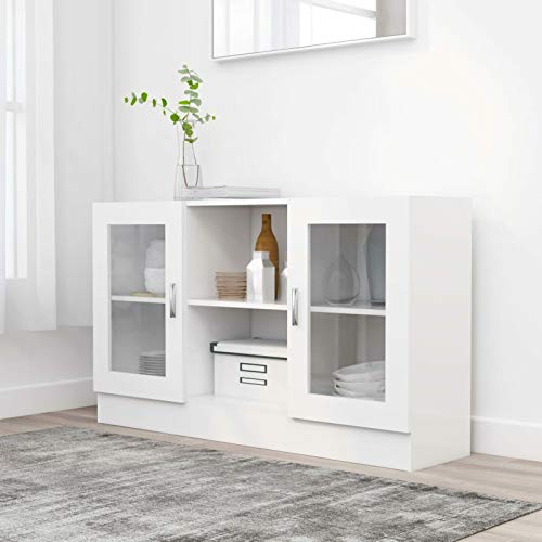 Gecheer Armario con vitrina, aparador, mueble, armario, vitrina de salón, aparador de cocina, mueble buffet, buffet de cocina, librería, vitrina expositiva, color blanco, 120 x 30,5 x 70 cm, madera