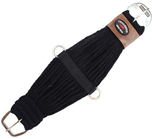 CHALLENGER Horse 36" Western 27 Strand Double Weave Black Mohair Roper Cinch 97RT07BK-36