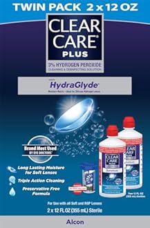 Clear Care Plus Cleaning and Disinfecting Solution with Lens Case, Twin Pack, 12-Ounces Each