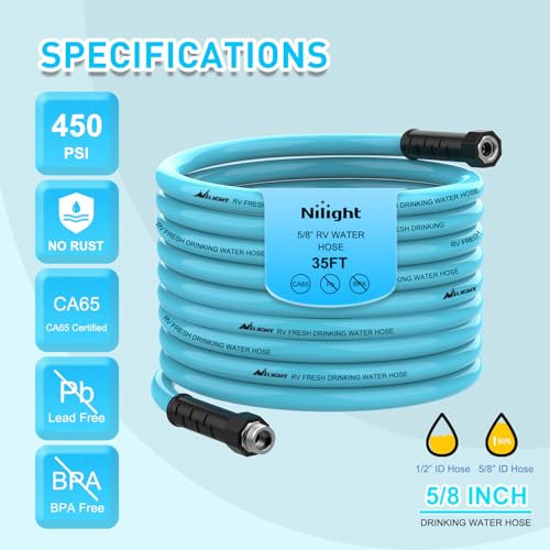 Image of Nilight RV Water Hose 35FT Garden Drinking Hoses with Storage Bag