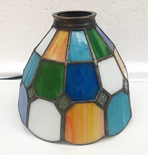 Huimeiju Stained Glass Lampshade, Hmj6012 Tiffany Glass Lampshade,2Pcs Set， Fan Lampshade Replacement, Multicolored Glass Combination Lampshade (Multicolor) #TOP7