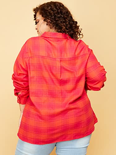 Image of Max Plus Size Women Checked Yarn Dyed Casual Shirt