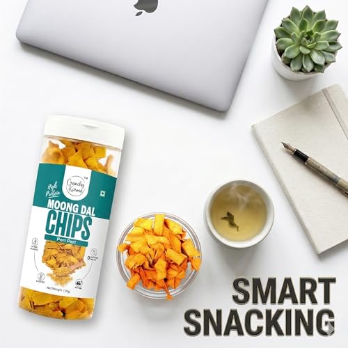 Image of Moong Dal Chips Peri Peri Flavor | High Protein Healthy Snack | Baked Crispy Chips | Gluten Free, High Fiber | No Trans Fat | Spicy Indian Snack for All Ages - 150g(Pack of 2)