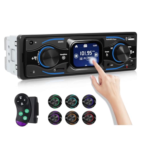 OiLiehu 1Din Autoradio Bluetooth Freisprecheinrichtung, 1Din Radio mit 2,17 Zoll Touch-Screen, MP3 Player unterstützt FM Radio/AUX/USB Wiedergabe/Aufladen/TF-Anschluss/EQ/Typ-C-Laden/Lenkradsteuerung