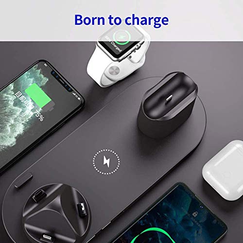Image of 3-in-1 15W Fast Wireless Charger for Apple iPhone Airpods and iWatch and Other All Mobile (Must Need 15W Fast Adepter to Charge Fast) with QI Certified-Black