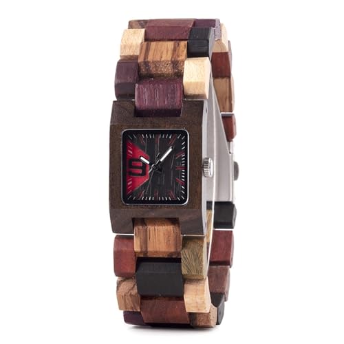Montre en bois pour femme bracelet coloré montre quartz carrée