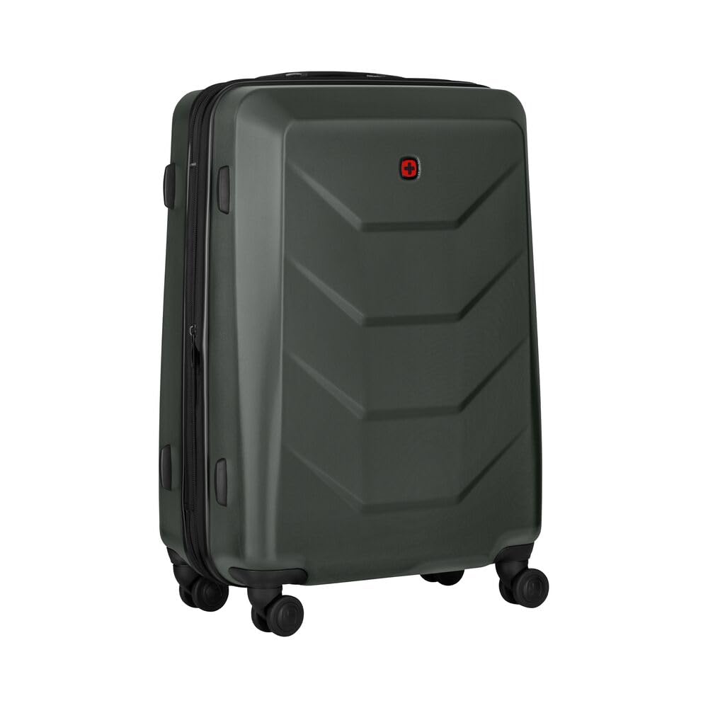 WENGER Prymo Medium Hartschalenkoffer mit 4 Rollen, Trolley, Mittelgroß, 59 (67) l, Sicherheitsschloss, Damen Herren, Reisen Urlaub, Anthrazit, 653636