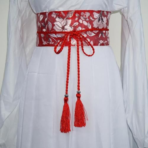 Retro Women Floral Japanese Belt Waistband Corset Wide Obi Tassel2