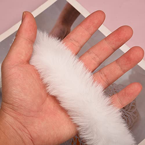 MFUOE 16ft Christmas Faux Fur Ribbon Trim White Faux Fur Ribbon Cotton Sewing Trimmings Furry Accessories Winding Garland (16 Feet) - Image 3