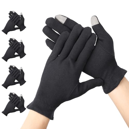 Segbeauty Guanti Cotone Dermatologici, 4 Paia Guanti Idratanti Touch Screen, Lavabili e Traspiranti, per Mani Asciutte, Ispezione di Gioielli, Fotografia, Donne (M)