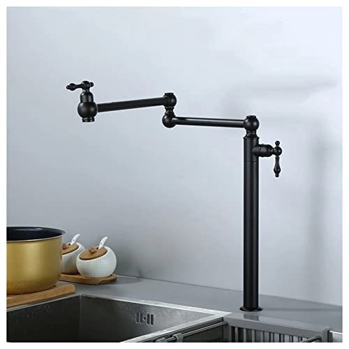 Robinet de remplissage de pot de cuisine pliant en laiton chromé à double articulation