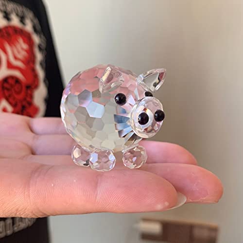 Clear Crystal Cute Animal Figurines Glass Sculpture Paperweight Home Decors Table Ornament,Pig #TOP3