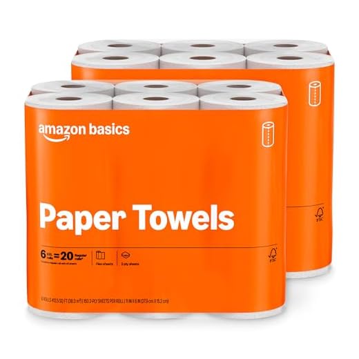 Amazon Basics 2-Ply Flex-Sheets Paper Towels, 12 Basics Rolls = 40 Regular Rolls, Everyday Value with 150 Sheets per Roll, Packaging May Vary